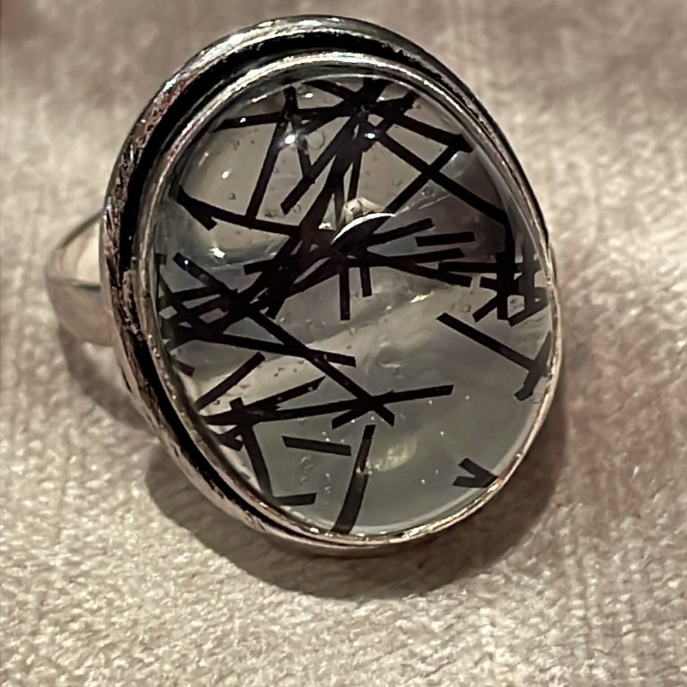 Rutilated Quartz Silver Ring Size 6.5